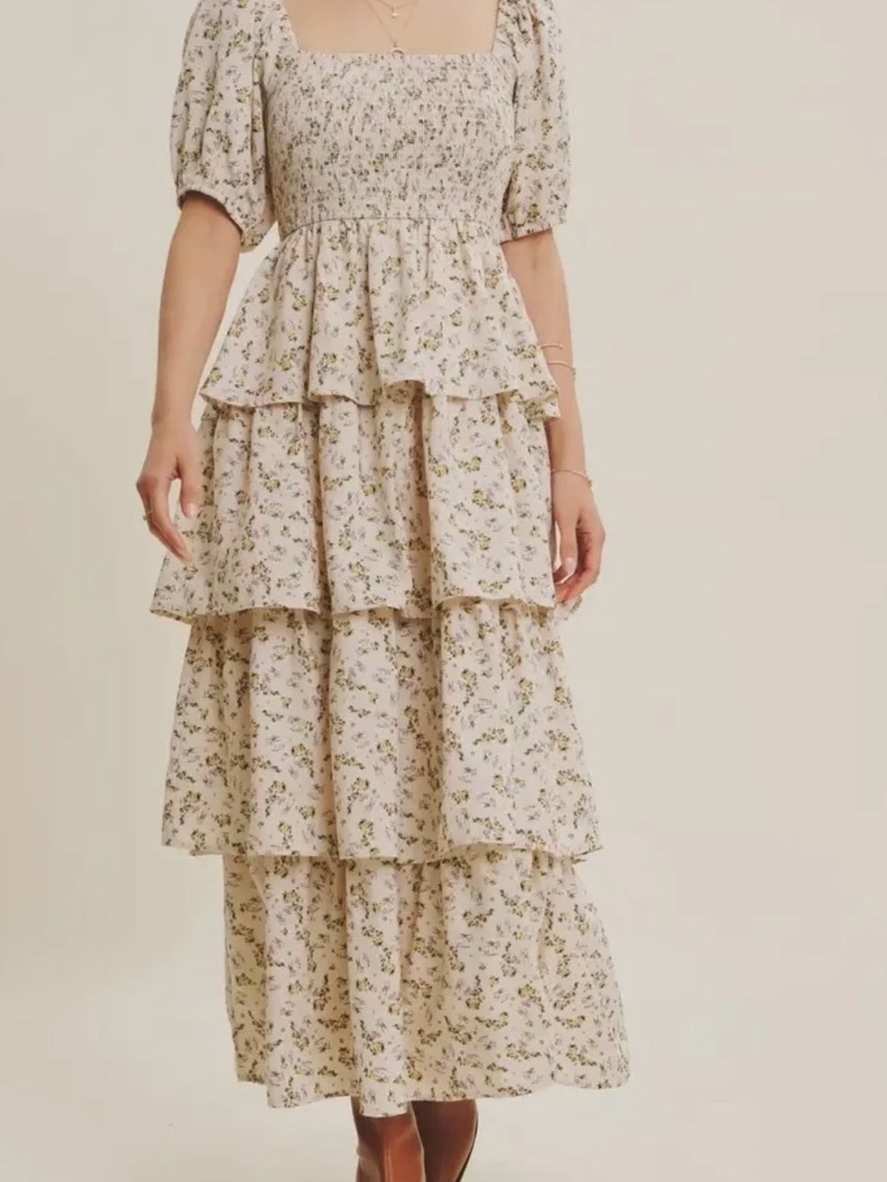 ARULA the flora Maxi Dress with Puff Sleeves